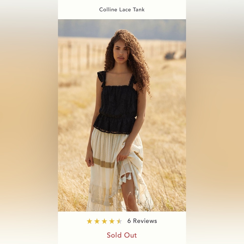 Beautiful! Colline Lace Tank - Anthropologie (Sunday in Brooklyn brand) in XS